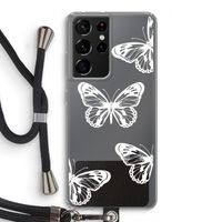 White butterfly: Samsung Galaxy S21 Ultra Transparant Hoesje met koord