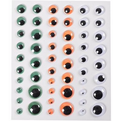Wiebel oogjes stickers - 54x - diverse maten - zelfklevend - ogen - wiebelende oogjes