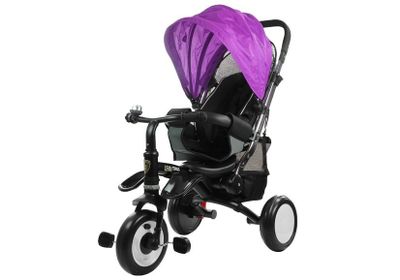 Viking Choice  Driewieler kinderwagen kinderfiets - Zwart & paars - met zonnescherm