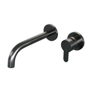 Brauer Gunmetal Edition Wastafelmengkraan inbouw - gebogen uitloop links - hendel plat smal - model D 1 - PVD - geborsteld gunmetal 5-GM-004-B4-65