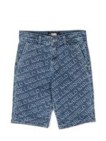 Karl Lagerfeld Kids short en jean à logo Diagonal imprimé - Bleu