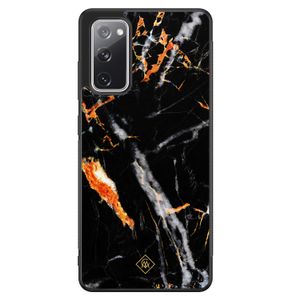Samsung Galaxy S20 FE hoesje - Marmer zwart oranje