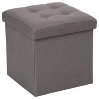 Atmosphera Poef/hocker/voetenbankje - opbergbox - donkergrijs - PU/MDF - 38 x 38 cm - Poefs