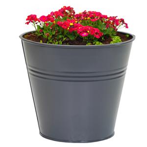 Plantenpot/bloempot Bob - rond - zink - antraciet - D13 X H12 cm