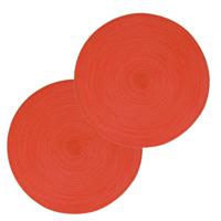 Secret de Gourmet ronde placemat - Set van 4x stuks - rood - gevlochten kunststof - 38 cm - Onderleg