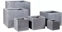 Mcollections Plantenbak Kubus - 28 x 28 x 28 cm - Clayfibre - Authentiek Grijs