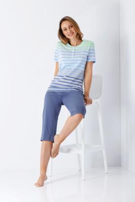 Blauw gestreepte dames pyjama Hajo