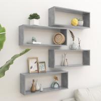 Wandschappen kubus 4 st 60x15x23 cm bewerkt hout betongrijs - thumbnail