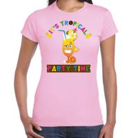 Tropical party T-shirt voor dames - party time - roze - carnaval - tropisch themafeest