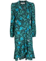 DVF Diane von Furstenberg robe portefeuille Carla Two à fleurs - Bleu