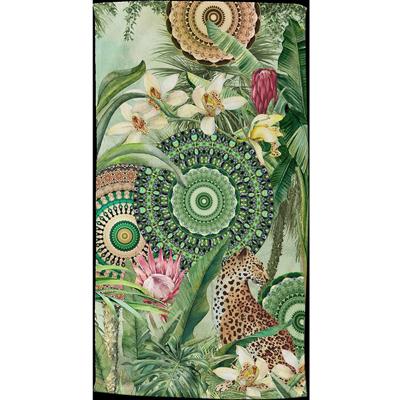 HIP Abhita Strandlaken 100x180 cm - Tropische print en Mandala's - Kleurrijk & Zacht Katoen Velours - Sneldrogend & Absorberend