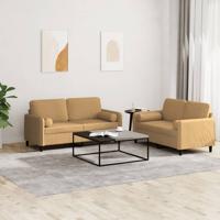 2-delige Loungeset met kussens fluweel bruin