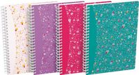 Oxford Floral hardcover spiraalschrift, ft A5, 60 vel, geruit 5 mm, 4 geassorteerde designs - thumbnail