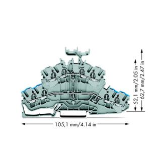 WAGO 2002-2432 Doorgangsklem 2-etages 5.20 mm Spanveer Toewijzing: N, L Grijs 50 stuk(s)