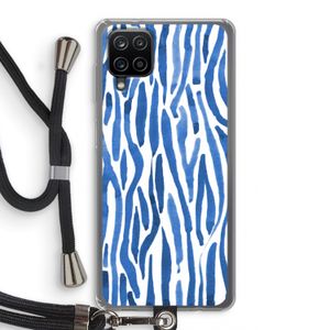 Blauwe nerven: Samsung Galaxy A12 Transparant Hoesje met koord
