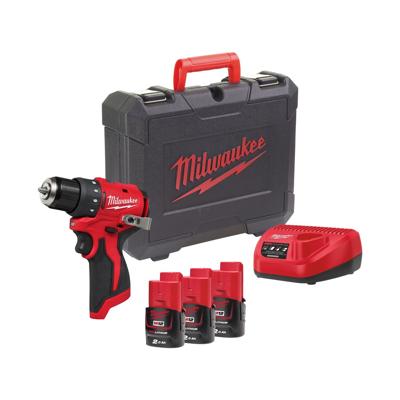 Milwaukee M12 BLDDRC-203C Accu schroefboormachine 12V 3x 2.0Ah in koffer - 4933499685