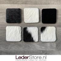 Koeienhuid onderzetters zwart wit 10x10cm