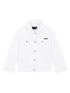 Dolce & Gabbana Kids veste en jean à patch logo - Blanc