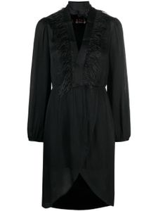 TWINSET robe bordée de plumes à manches longues - Noir