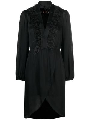 TWINSET robe bordée de plumes à manches longues - Noir