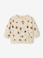 Molton baby sweatshirt lichtbeige met print - thumbnail