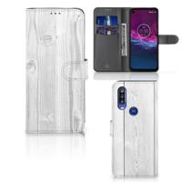 Motorola One Action | Book Style Case | White Wood