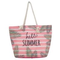 Strandtas roze/wit Hello Summer 54 cm