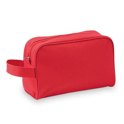Toilettas/make-up tas met handvat - rood - 21 x 14 x 10 cm - heren/dames - Reis toilettassen