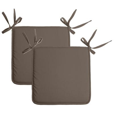 Stof Textile Home stoelkussens - 2x - donker taupe - 38 x 38 x 3 cm - voor binnen - vierkant