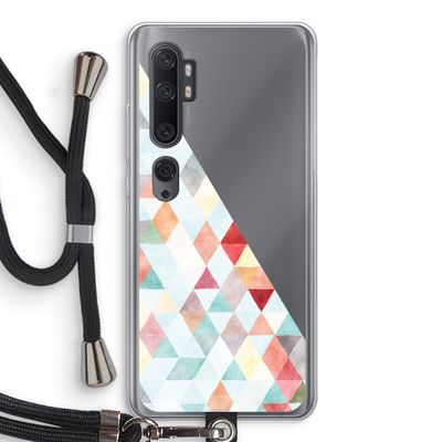 Gekleurde driehoekjes pastel: Xiaomi Mi Note 10 Transparant Hoesje met koord