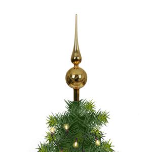 Decoris kerstboom piek - gedecoreerd - goud - glas - H31 cm - kerstboompiek