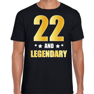 22 and legendary verjaardag cadeau t-shirt goud 22 jaar zwart voor heren