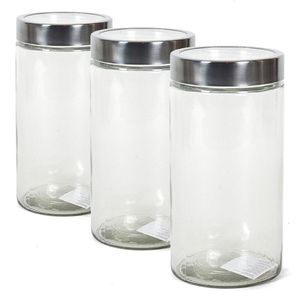 Set van 5x stuks glazen voorraadpotten/bewaarpotten met deksel 1.7 liter