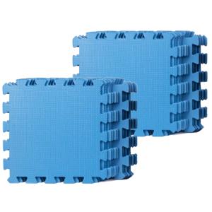 Benson Puzzelmat - blauw - 18x stuks delen - foam - vloertegels - 30 cm - speelmat