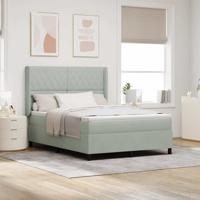 LED Boxspring Bed met Matras Lichtgrijs 140 x 200 cm Fluweel