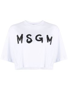 MSGM t-shirt crop à logo imprimé - Blanc