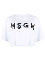 MSGM t-shirt crop à logo imprimé - Blanc