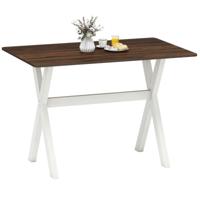 Eettafel Houten Tafel met X-vormig Frame voor Kleine Ruimtes Accent Bijzettafel met Houtnerf Textuur Tafelblad Noten Eettafel Houten Tafel met X-vormig Frame voor Kleine Ruimtes Accent Bijzettafel met Houtnerf Textuur Tafelblad Noten