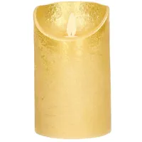 Ledkaars wax+vlam h12.5cm bo goud - thumbnail