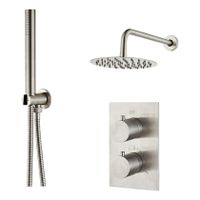 Regendouche set SaniClear Inox | Inbouw | Thermostaatkraan | 2-weg | Rond | RVS look