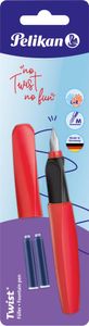 Pelikan Twist vulpen, op blister, rood (Fiery Red)