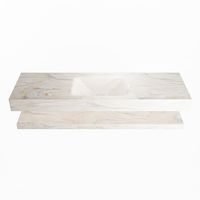 MONDIAZ ALAN-DLUX 150cm planchet Ostra. Vrijhangende wastafel CLOUD midden zonder kraangat, kleur Ostra.