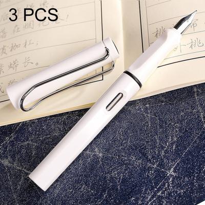 3 PC's School Office Extra fijn Titanium legering Nib transparante zuiger fontein Pen(White) willekeurige levering (0.5mm/0.38mm Nib)