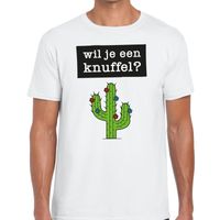 Wil je een knuffel tekst t-shirt wit heren