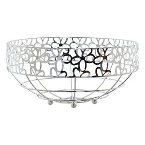 Metalen fruitschaal/fruitmand zilver met bloemenpatroon 28 x 28 cm   -