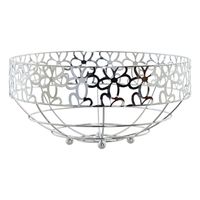Metalen fruitschaal/fruitmand zilver met bloemenpatroon 28 x 28 cm   - - thumbnail