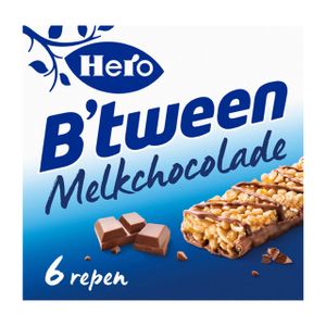 Tussendoortje Hero B&apos;tween melkchocolade 6pack reep 25gr