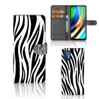 Motorola Moto G9 Plus | Telefoonhoesje | Met pasjeshouder | Zebra