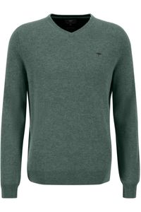 Fynch-Hatton Casual Fit Trui V-halsgroen, Effen