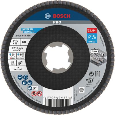 Bosch Accessoires X-LOCK Lamellenschijf Best for Metal schuin, glasvezel, Ø115mm, G 60, X571 - 1 stuk(s) - 2608619198